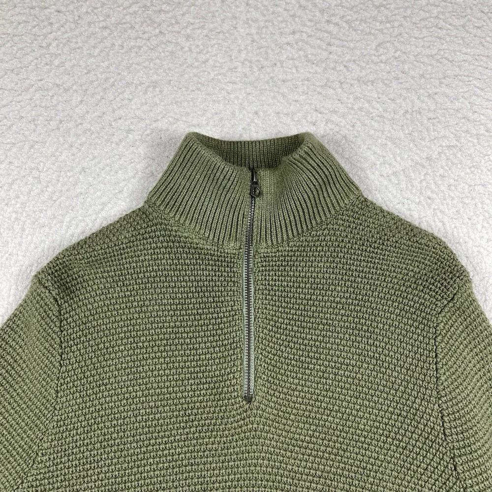 J Crew Sweater Mens Medium Green 1/4 Zip Pullover Gorp Cabin‎ Teacher Dad Office
